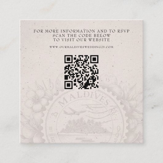 Maldives Passport Wedding QR Begleitkarte (Vorderseite)