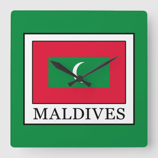 Maldives Quadratische Wanduhr (Vorderseite)