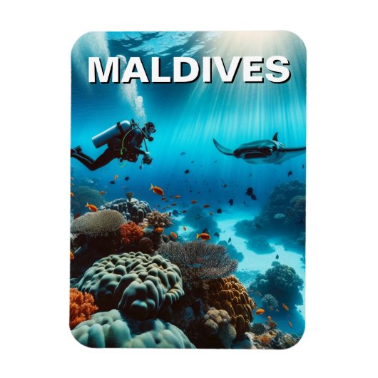 Maldives Scuba Diving Travel Magnet (Vertikal)