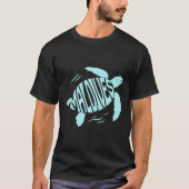 Maldives Sea Turtle - Tropical Blue Typography T-Shirt (Vorderseite)
