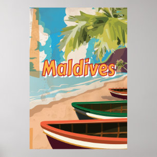 Maldives Vintage Reiseplakat Poster