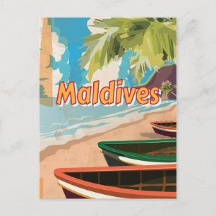 Maldives Vintage Reiseplakat Postkarte