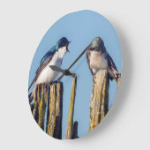Male and female Tree Swallow Große Wanduhr (Winkel)