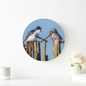 Male and female Tree Swallow Große Wanduhr (Zuhause)