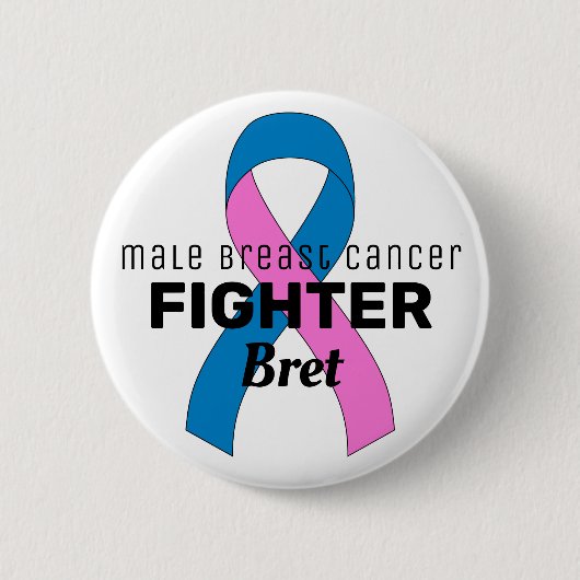 Male Breast Cancer Ribbon White Button (Vorderseite)