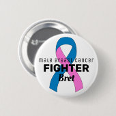 Male Breast Cancer Ribbon White Button (Vorne & Hinten)