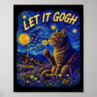 Male die Sterne Katze pustet Löwenzahn Nachthimmel Poster