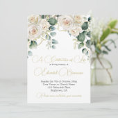 Male Funeral Gedenkstätte Foto Elegantes Blumenmus Einladung (Stehend Vorderseite)