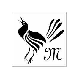 Male Grackle Black Bird Gummistempel