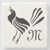 Male Grackle Black Bird Steinuntersetzer (Vorderseite)