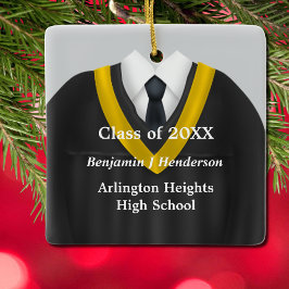 Male Grad Gown Black and Gold Ornament