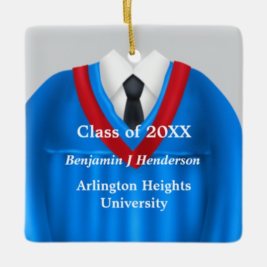 Male Grad Gown Blue and Red Ornament (Vorderseite)