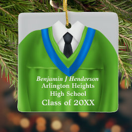 Male Grad Gown Green und Blue Ornament