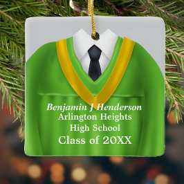 Male Grad Gown Green und Gold Ornament
