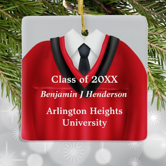 Male Grad Gown Red and Black Ornament