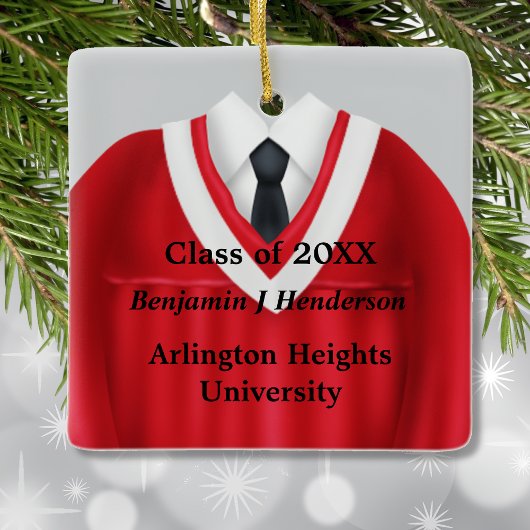 Male Grad Gown Red and White Ornament