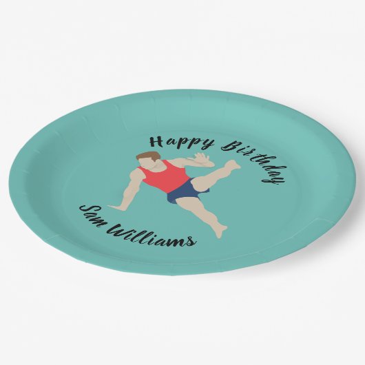 Male Gymnast Pappteller (Schrägansicht)