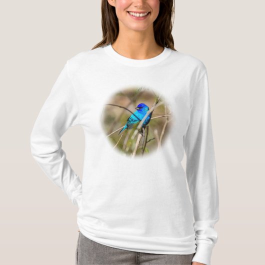 Male Indigo Bunting Songbird L/S T-Shirt (Vorderseite)