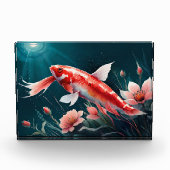 Male Koi Fish Zeichne japanischen Art Koi Fischtei Fotoblock (Vorderseite)