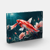 Male Koi Fish Zeichne japanischen Art Koi Fischtei Fotoblock (Links)