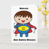 Male Nurses Super Hero Kawaii Personalize Karte (Gelbe Blume)