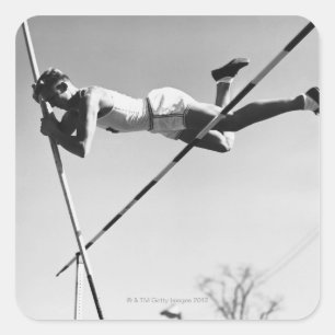 Male Pole Vaulter Quadratischer Aufkleber