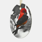 Male Scarlet Tanager Keramik Ornament (Links)