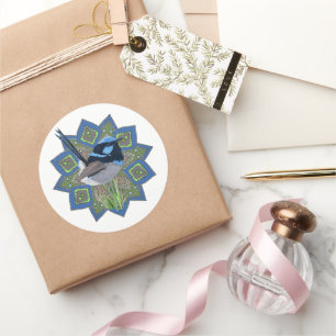 Male Superb Fairy-Wren Runder Aufkleber