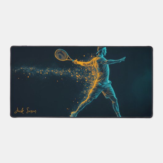 Male Tennis Player Hitting Ball Schreibtischunterlage (Vorderseite)