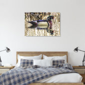 Male wood duck swimming in pond canvas print leinwanddruck (Insitu (Schlafzimmer))