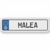 Malea German Car License Plate Aufkleber (Vorderseite)