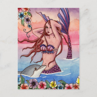 Maleah - Dolphin Mermaid Postcard Postkarte