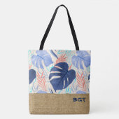 Maleah Monstera Tropical Hawaiian Colorblock Blue Tasche (Vorderseite)
