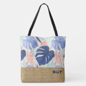 Maleah Monstera Tropical Hawaiian Colorblock Blue Tasche (Rückseite)