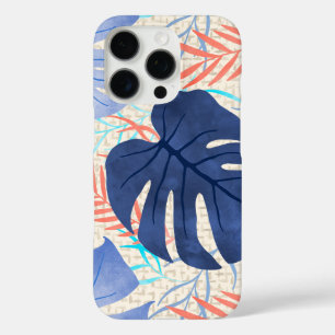 Maleah Monstera Tropical Hawaiian Watercolor- Blau iPhone 16 Pro Hülle
