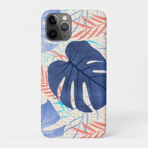 Maleah Monstera Tropical Hawaiian Watercolor- Blau Case-Mate iPhone Hülle