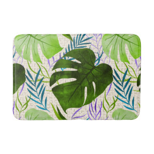 Maleah Monstera Tropical Hawaiian Watercolor-Green Badematte