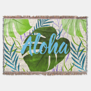 Maleah Monstera Tropical Hawaiian Watercolor-Green Decke