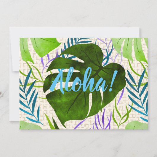 Maleah Monstera Tropical Hawaiian Watercolor-Green Einladung (Vorderseite)
