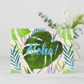 Maleah Monstera Tropical Hawaiian Watercolor-Green Einladung (Stehend Vorderseite)