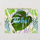 Maleah Monstera Tropical Hawaiian Watercolor-Green Einladung (Vorne/Hinten)