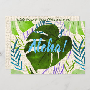 Maleah Monstera Tropical Hawaiian Watercolor-Green Einladung
