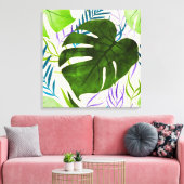 Maleah Monstera Tropical Hawaiian Watercolor-Green Leinwanddruck (Insitu (Wohnzimmer))