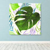 Maleah Monstera Tropical Hawaiian Watercolor-Green Leinwanddruck (Insitu (Holzboden))
