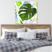 Maleah Monstera Tropical Hawaiian Watercolor-Green Leinwanddruck (Insitu (Schlafzimmer))