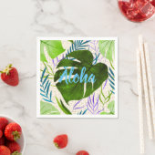 Maleah Monstera Tropical Hawaiian Watercolor-Green Serviette (Beispiel)