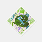 Maleah Monstera Tropical Hawaiian Watercolor-Green Serviette (Ecke)