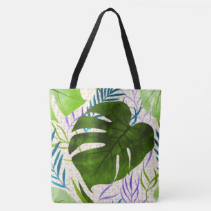 Maleah Monstera Tropical Hawaiian Watercolor-Green Tasche