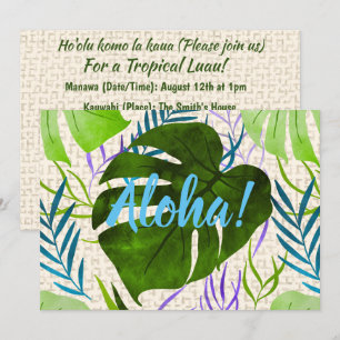 Maleah Monstera Tropisch Hawaiianischer Wasserfarb Einladung