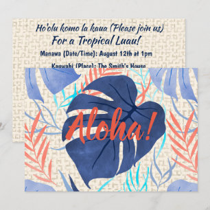 Maleah Monstera Tropisch Hawaiianisches Aquarell - Einladung
